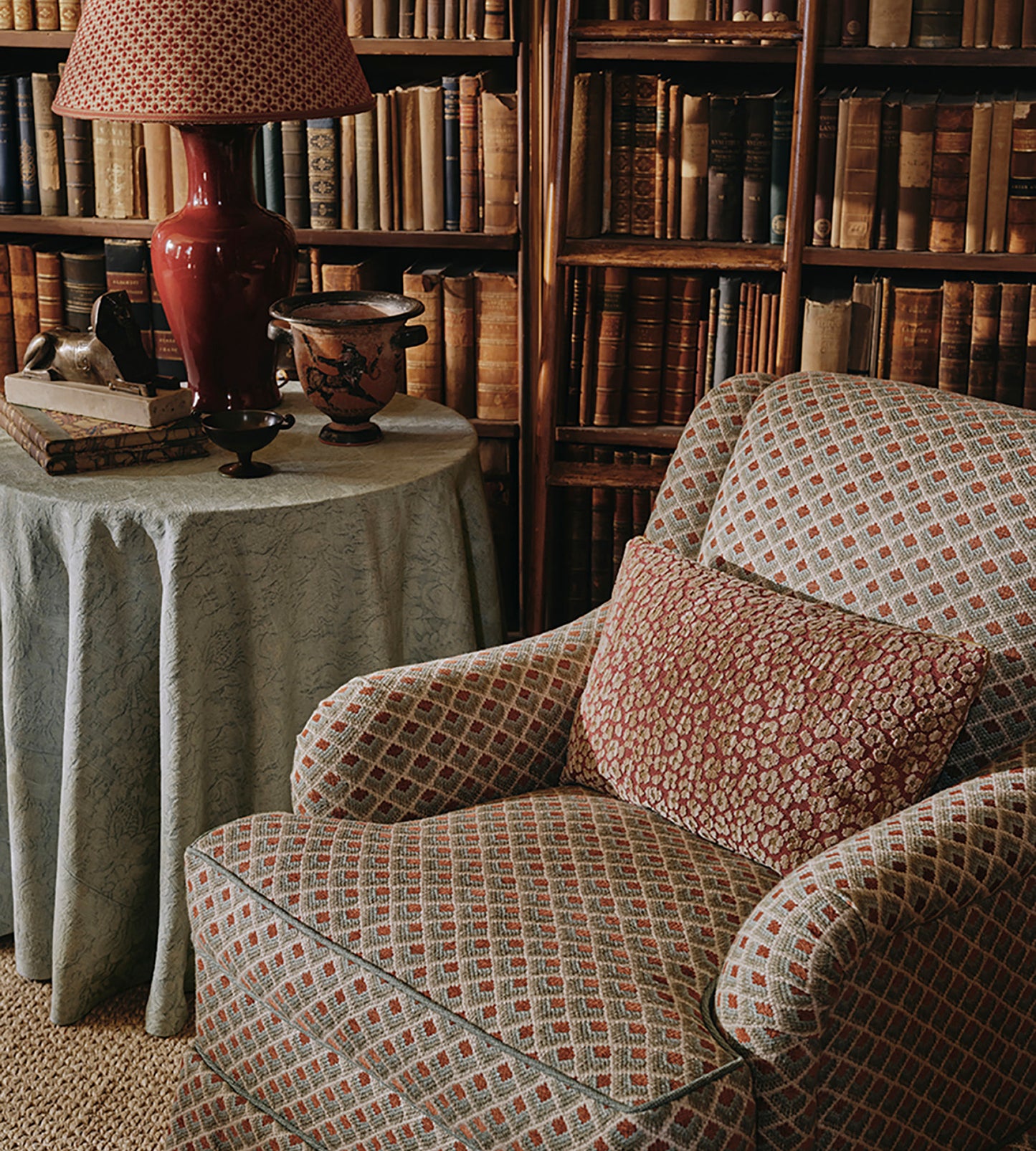 St James Armchair in Fulbrook Red / Green