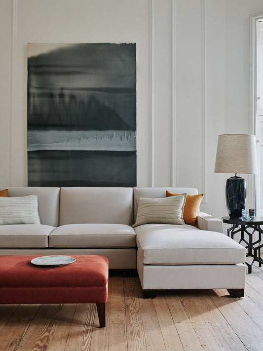 Manhattan Corner Chaise in Oatmeal Cotton