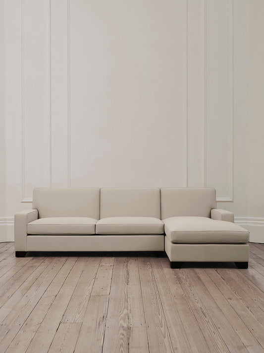 Manhattan Corner Chaise in Oatmeal Cotton