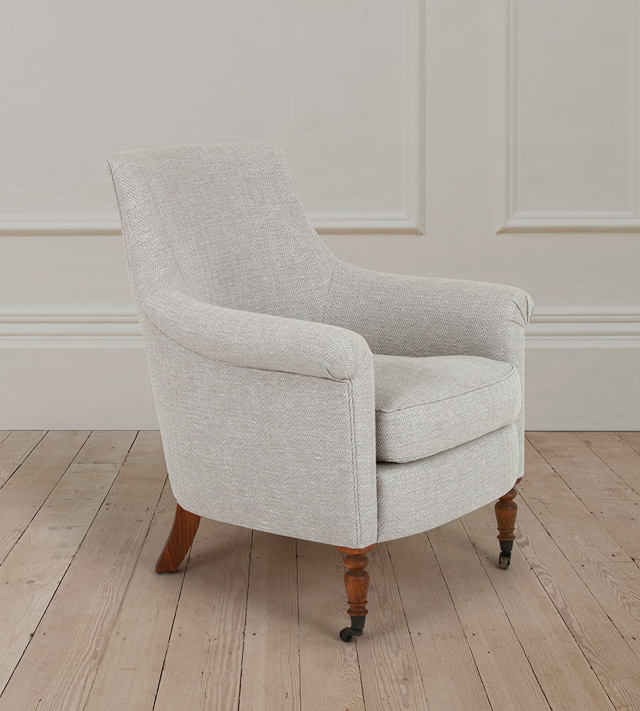 Pollyanna Armchair in Linen Herringbone Flax