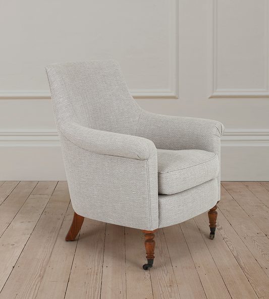 Pollyanna Armchair in Linen Herringbone Flax