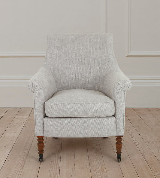 Pollyanna Armchair in Linen Herringbone Flax